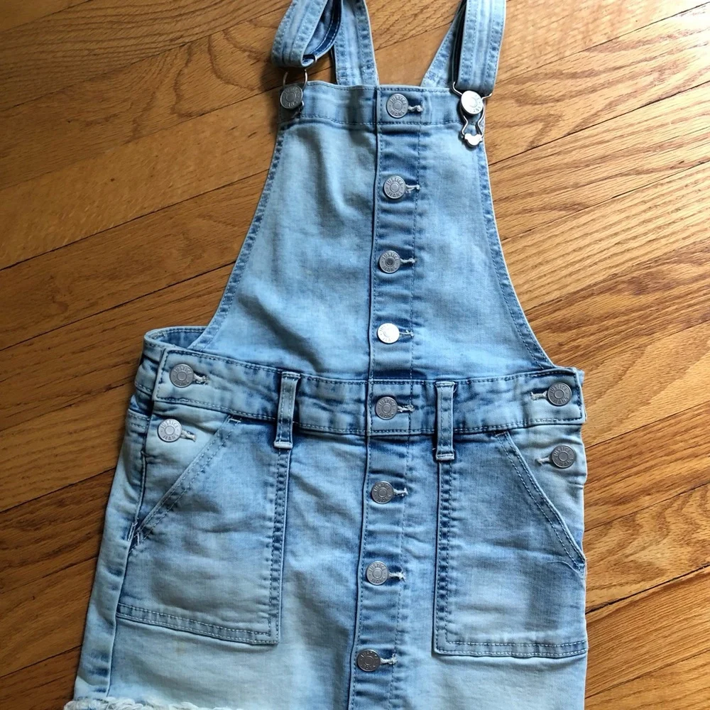 Justice Light Blue Denim Short Overalls